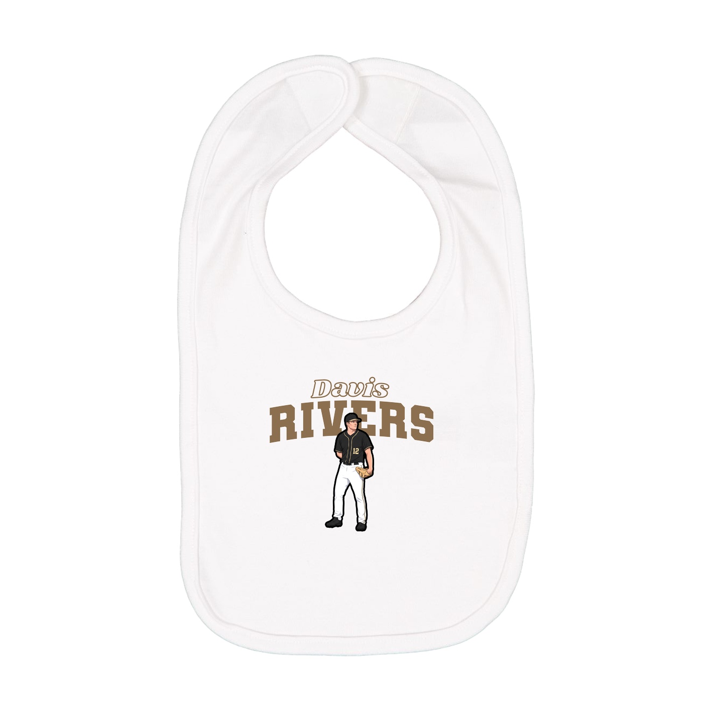 Infant Bib — Name Arch in White