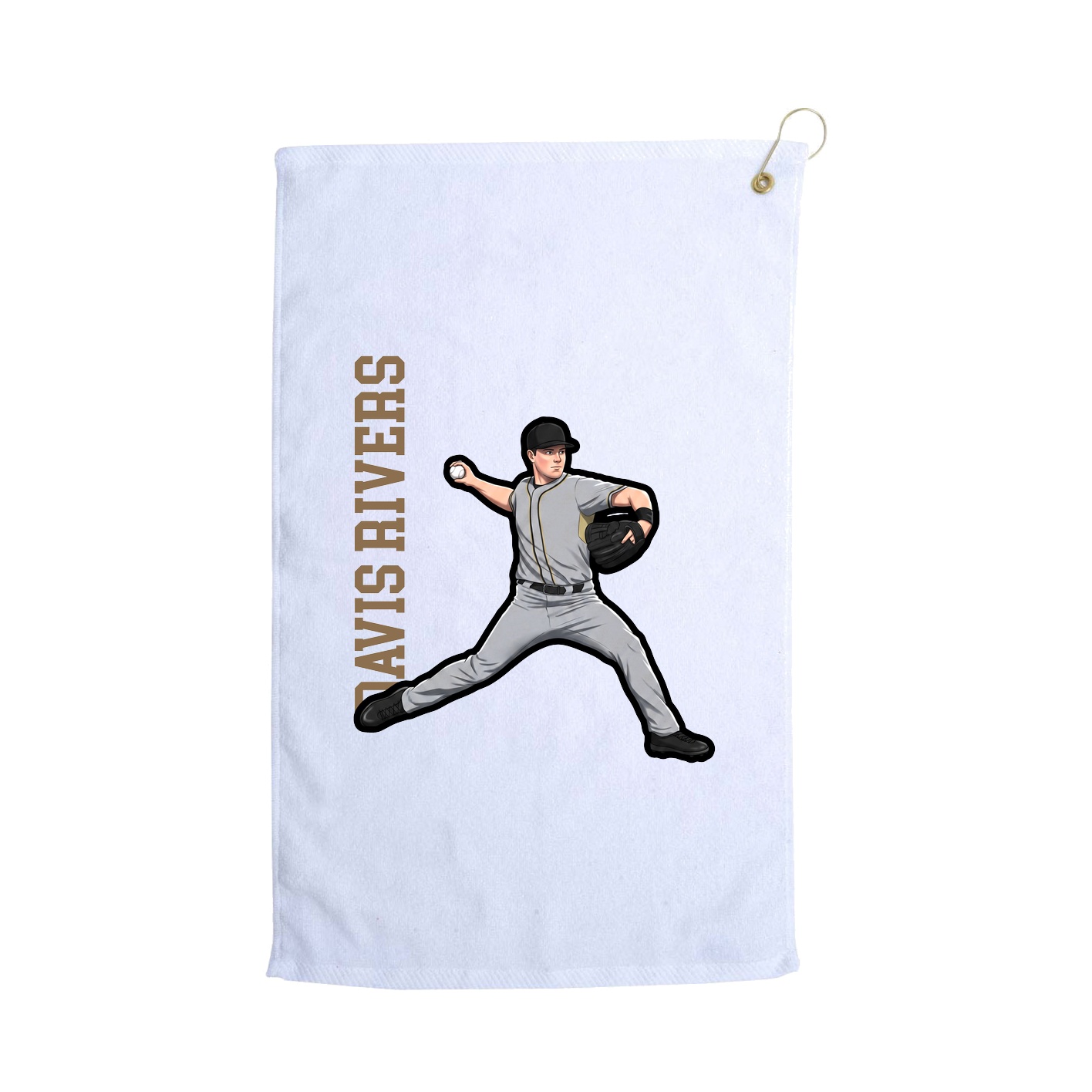 Golf Towel — Name Vertical in White