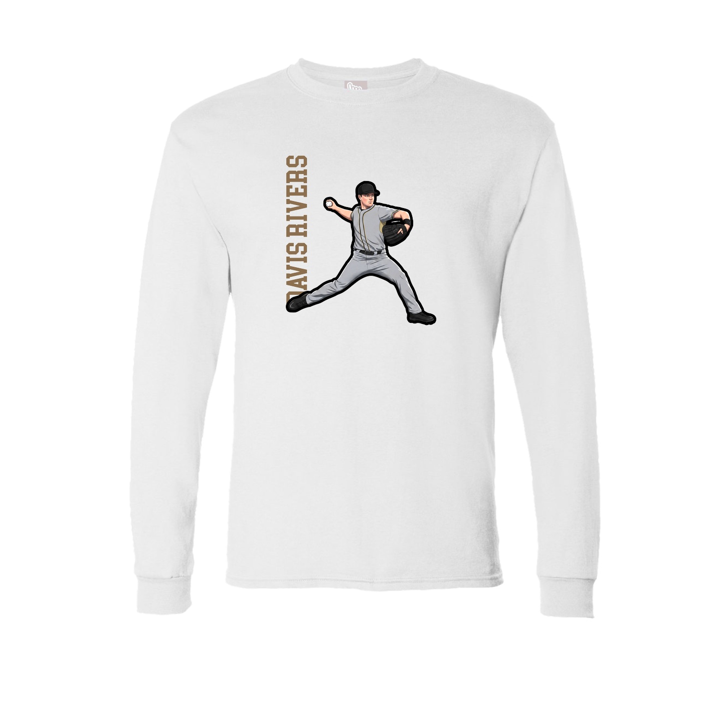 Long Sleeve Tee — Name Vertical in White
