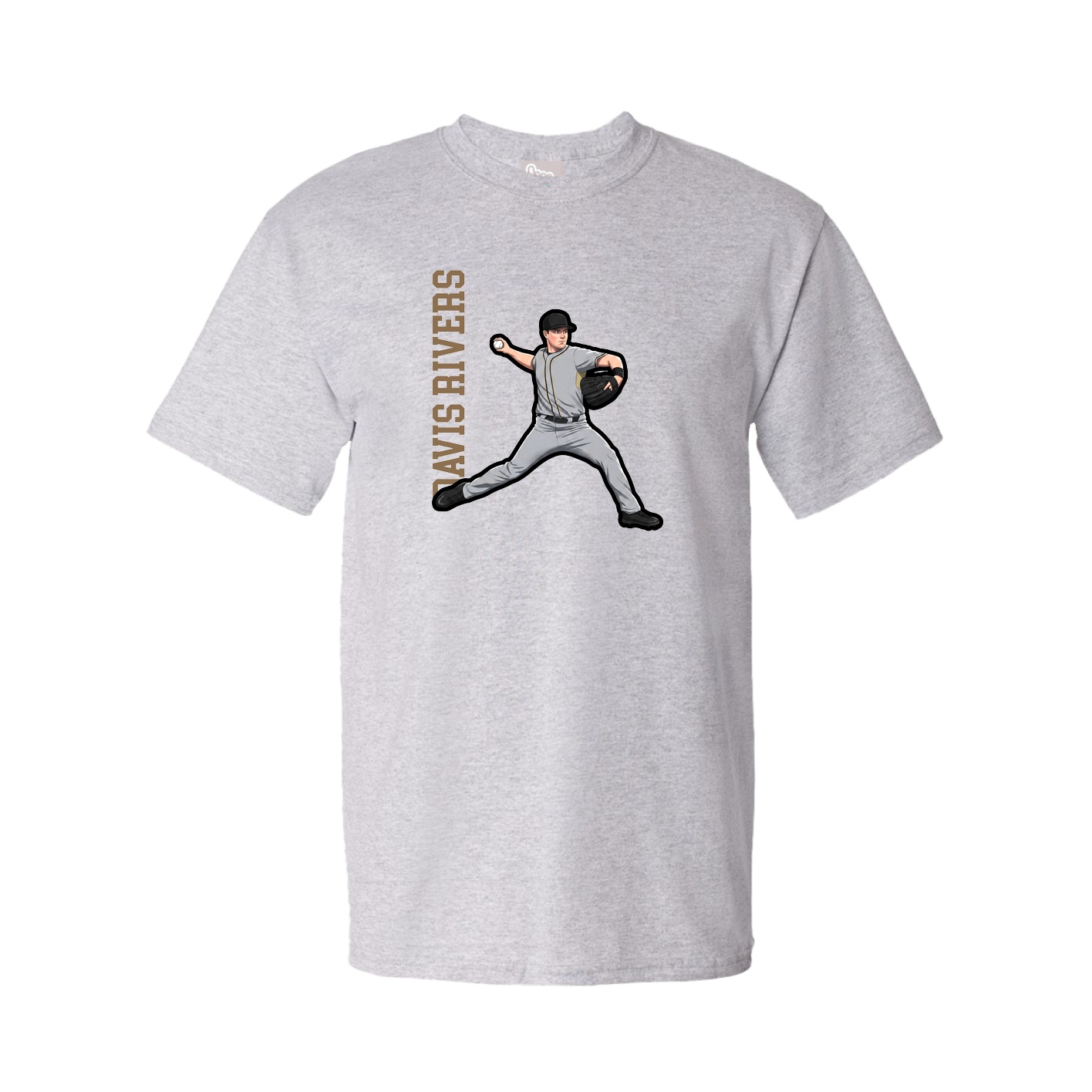 Youth Tee — Name Vertical in Grey