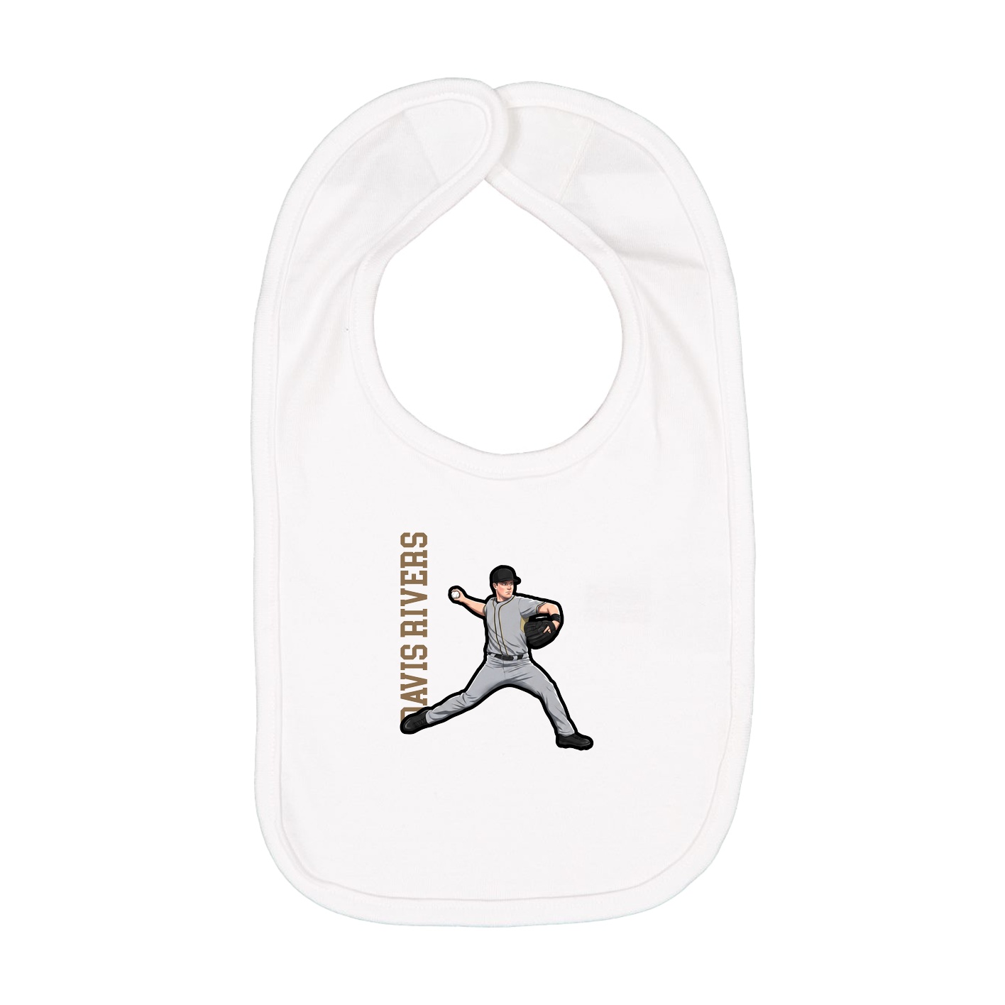 Infant Bib — Name Vertical in White