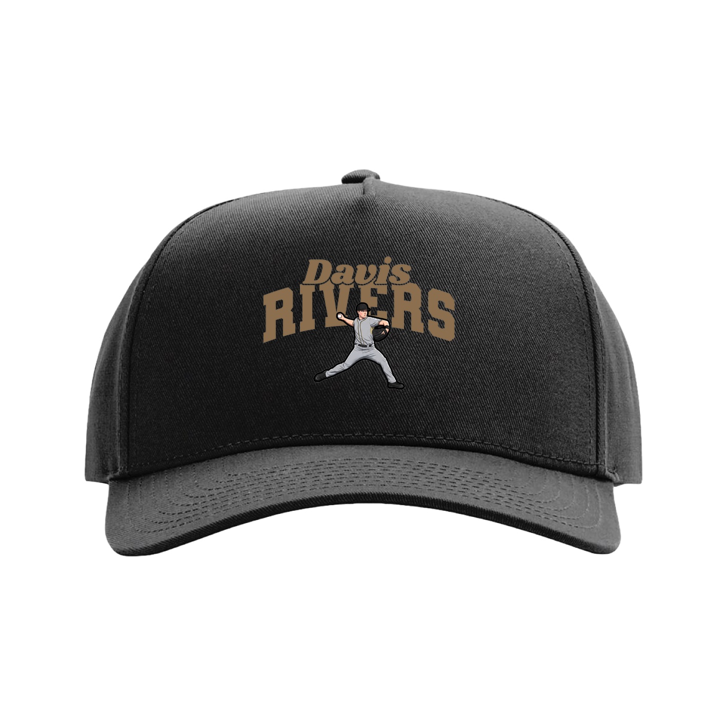 Full Fabric Five-Panel Champ Cap — Signature Arch in Black