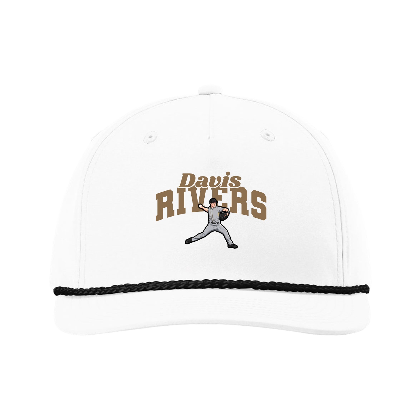 Five-Panel Classic Rope Cap — Signature Arch in White