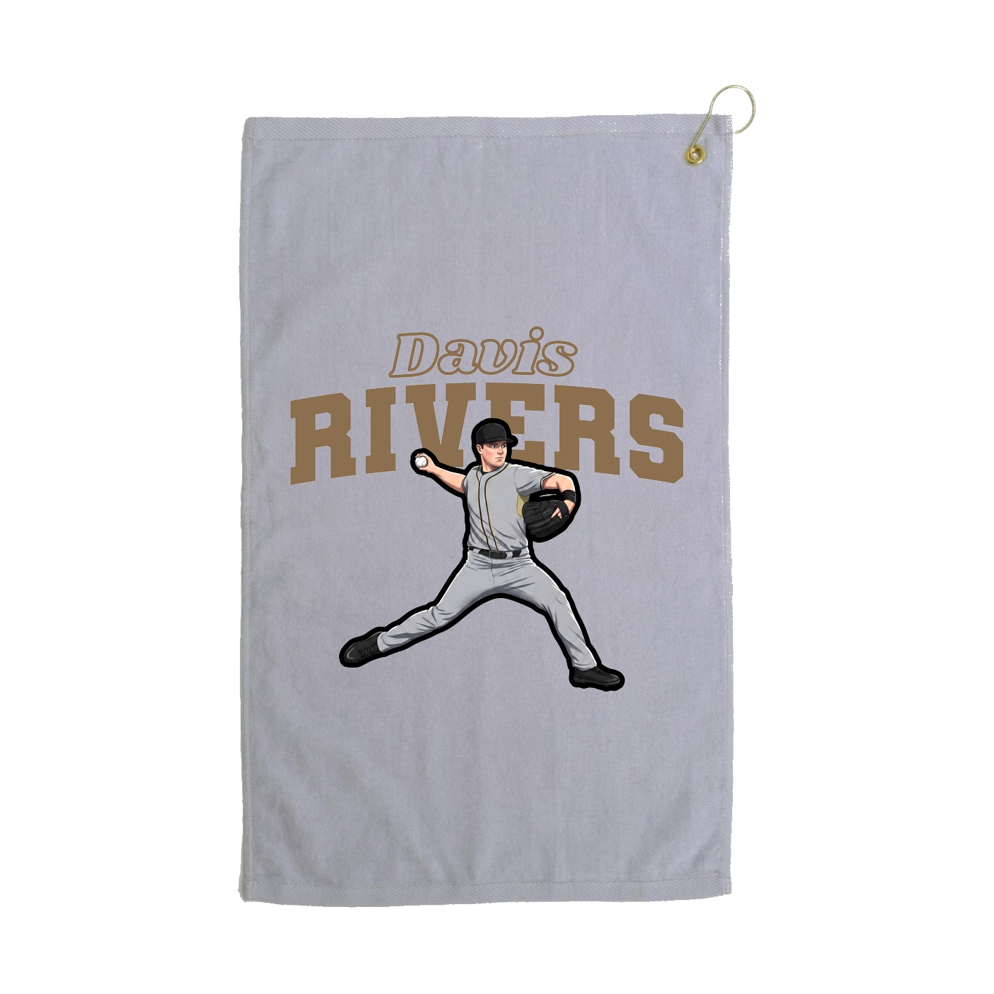 Golf Towel — Name Arch in Grey
