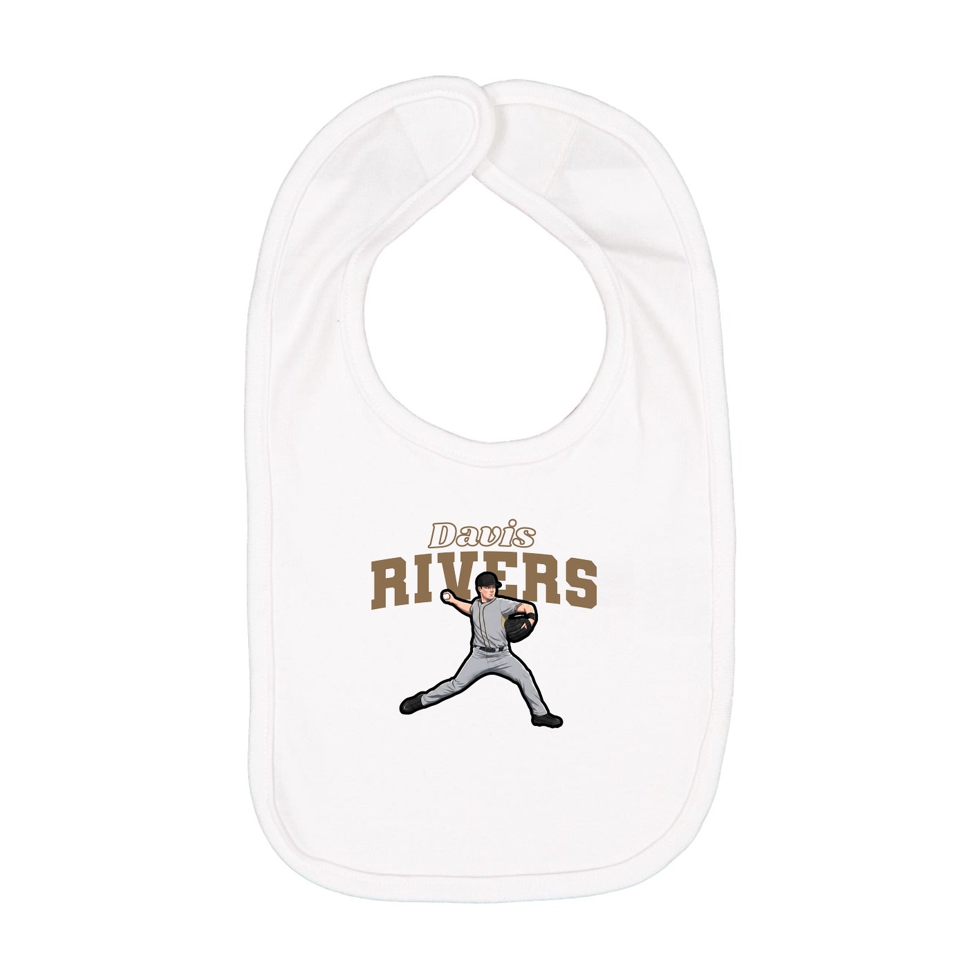 Infant Bib — Name Arch in White