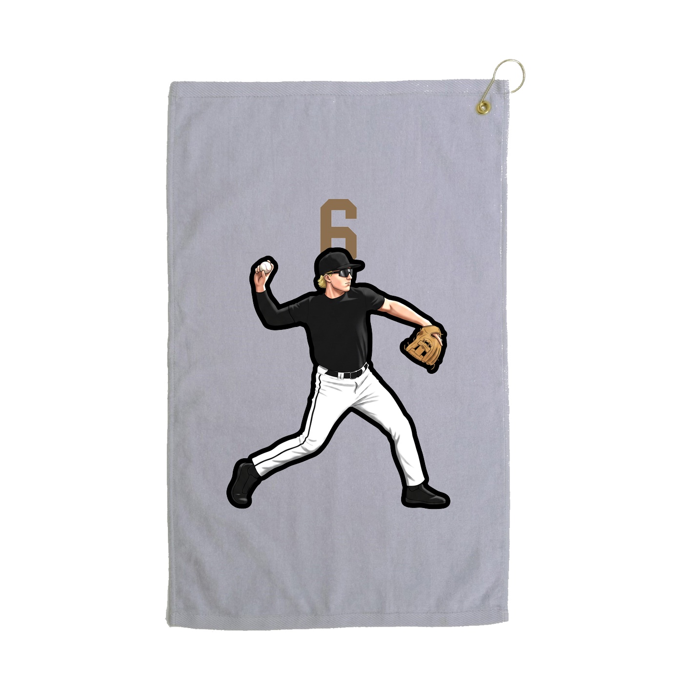 Golf Towel — Number Top in Grey
