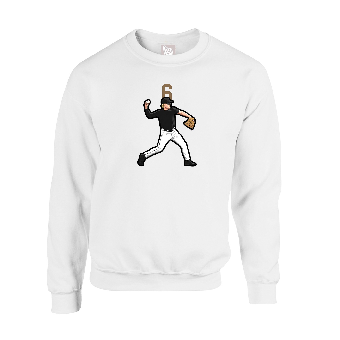Fleece Crew — Number Top in White