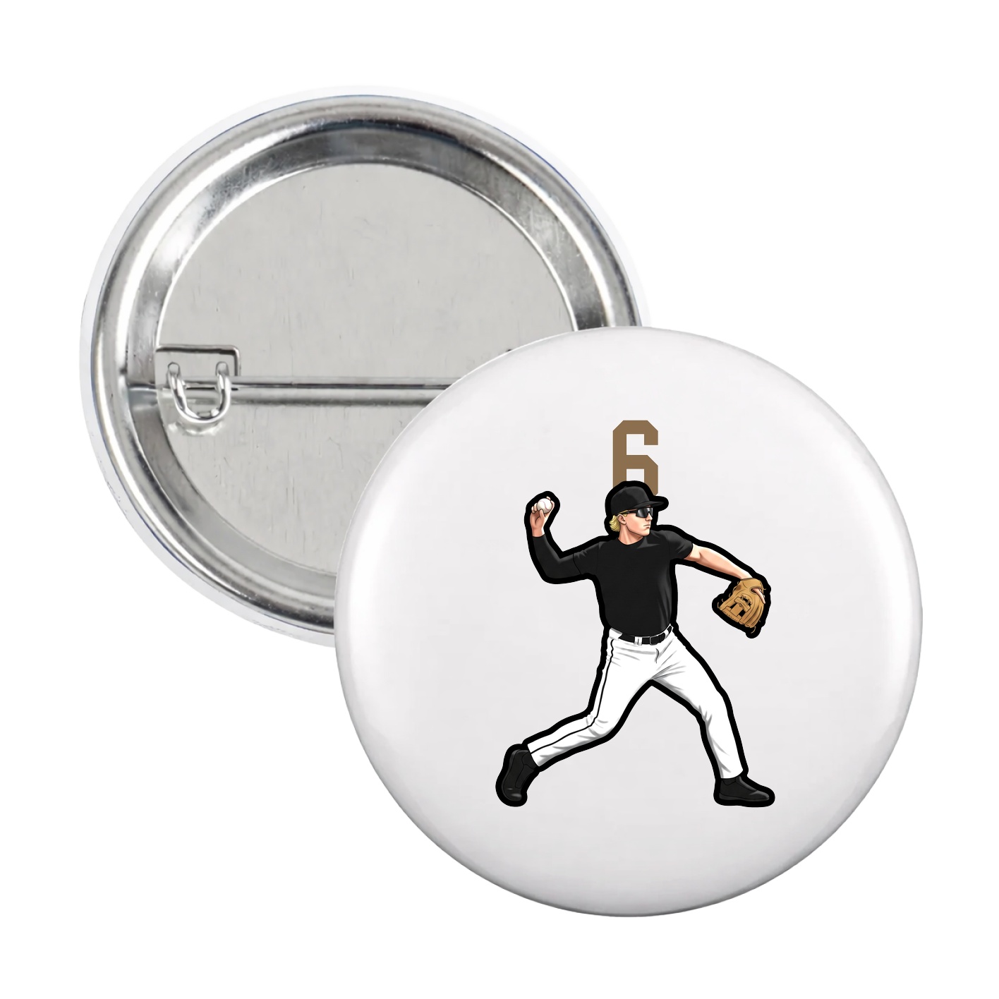 Game Day Button — Number Top in White