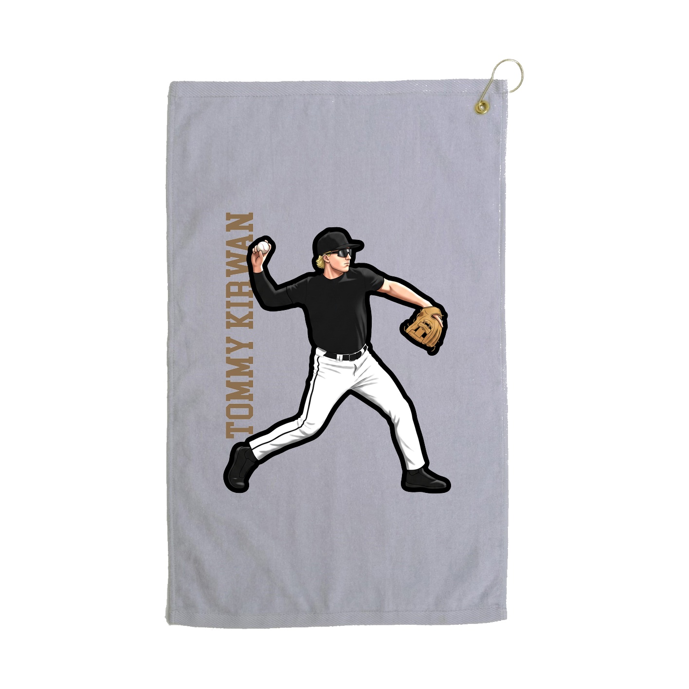 Golf Towel — Name Vertical in Grey