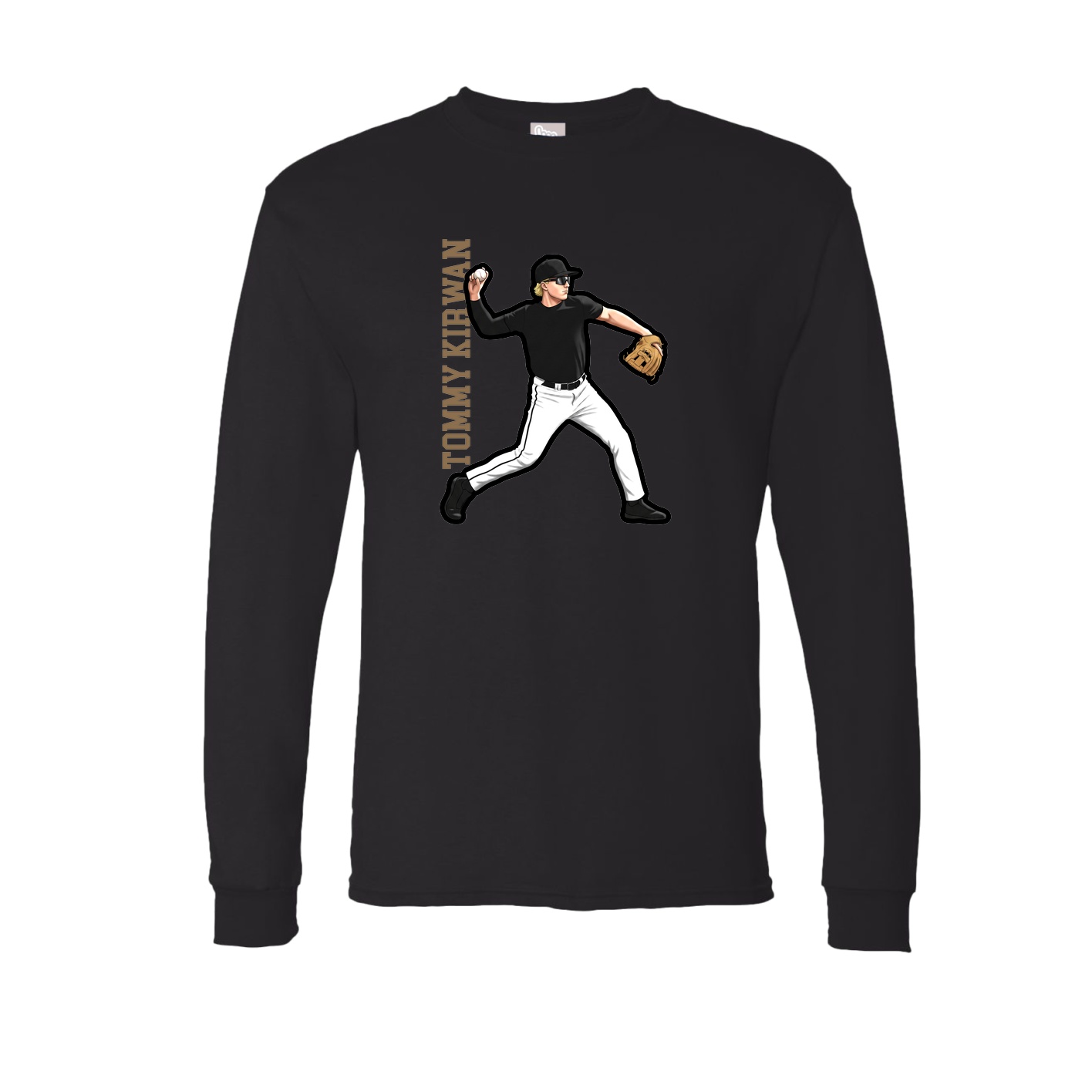 Long Sleeve Tee — Name Vertical in Black