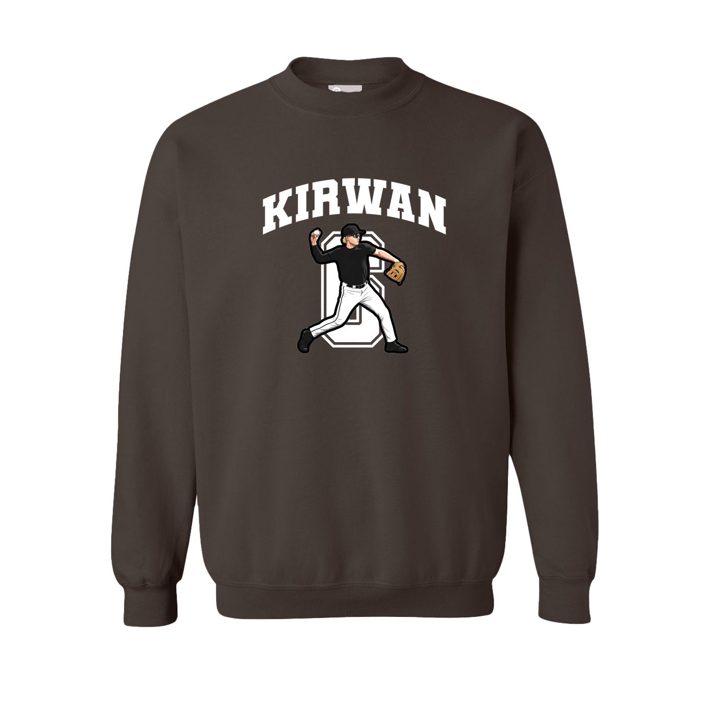 Fleece Crew — Number in Brown