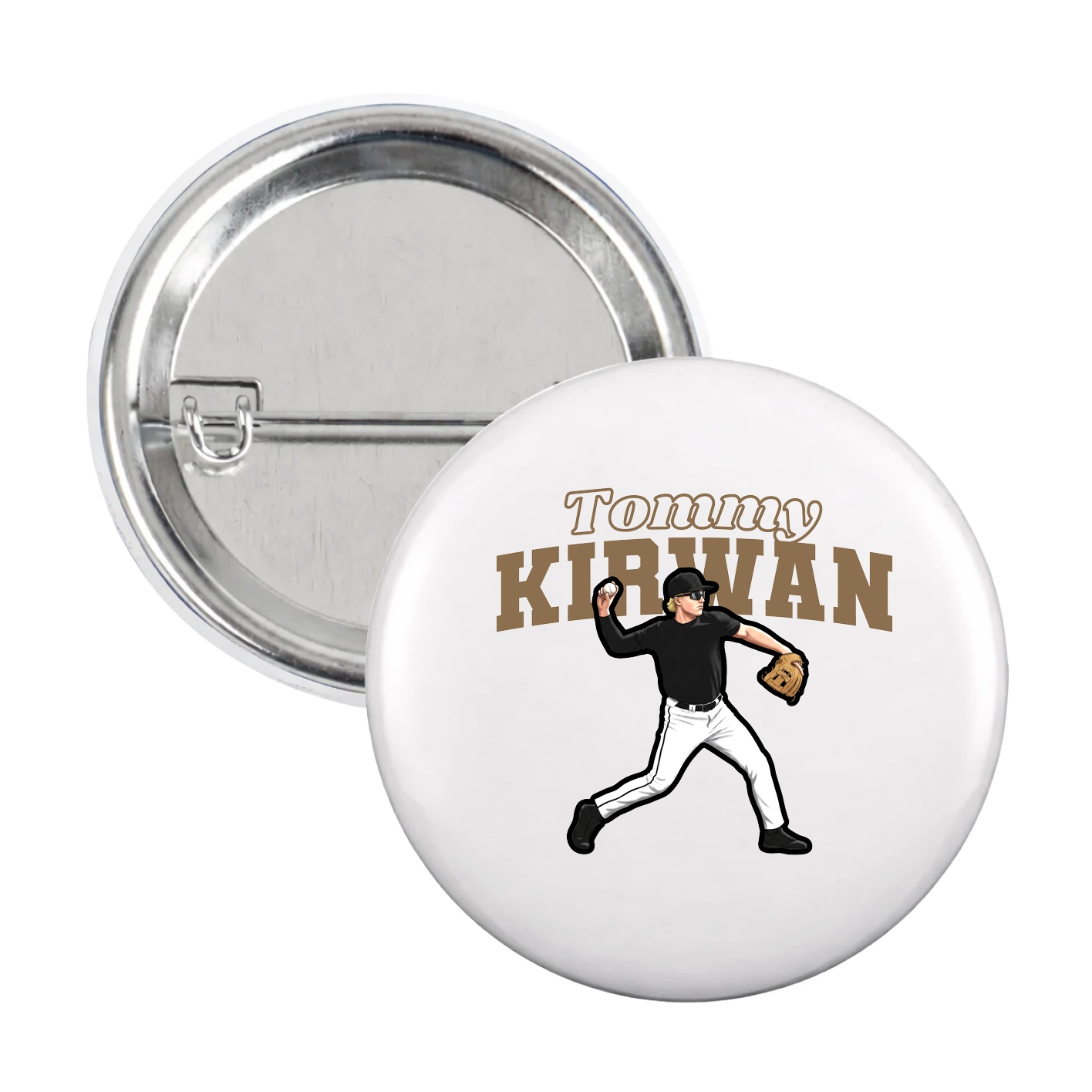 Game Day Button — Name Arch in White