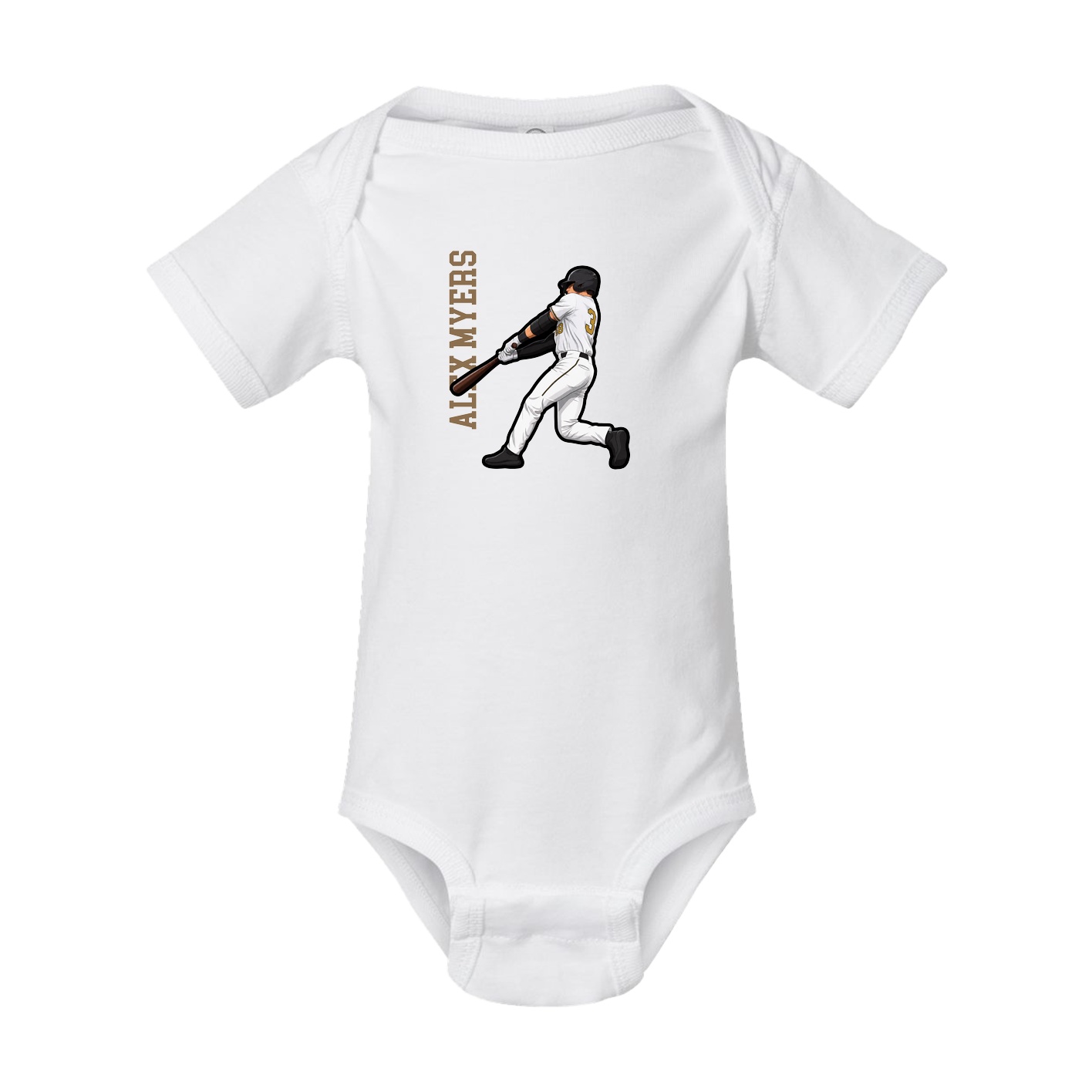 Baby Onesie — Name Vertical in White