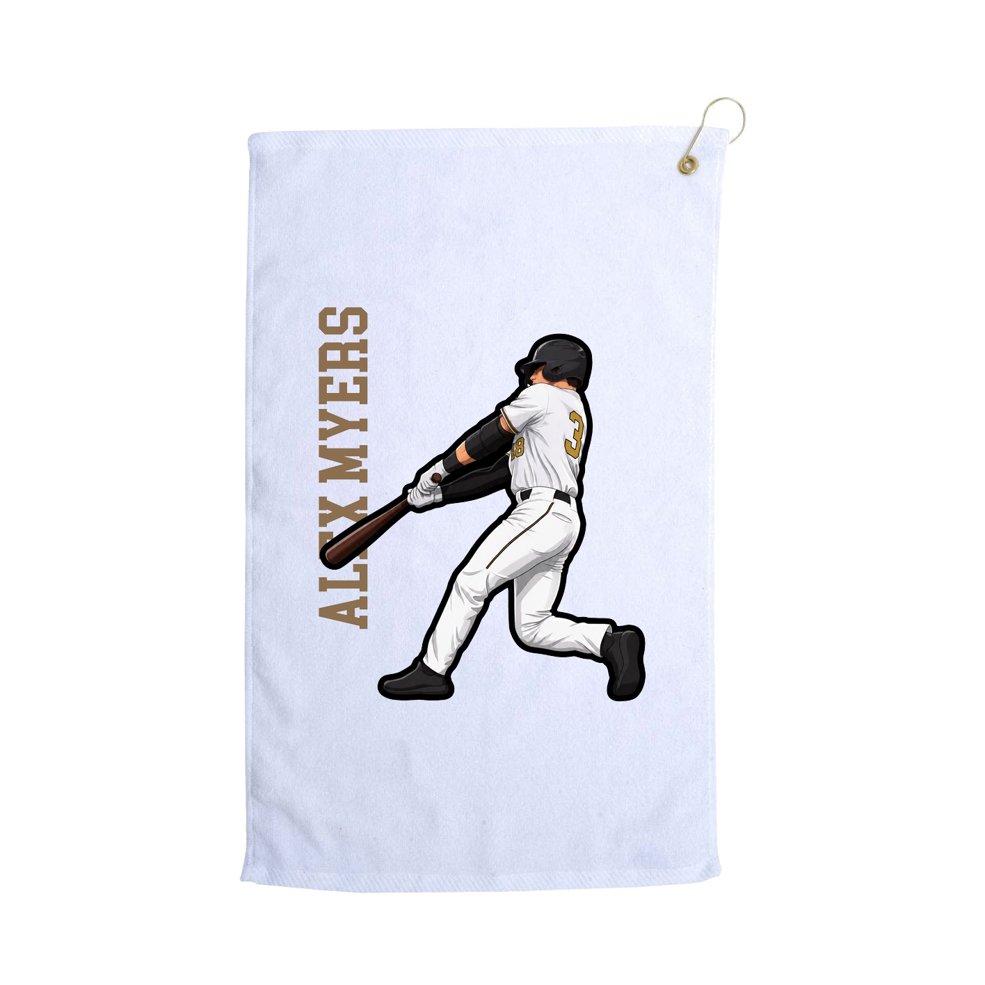 Golf Towel — Name Vertical in White