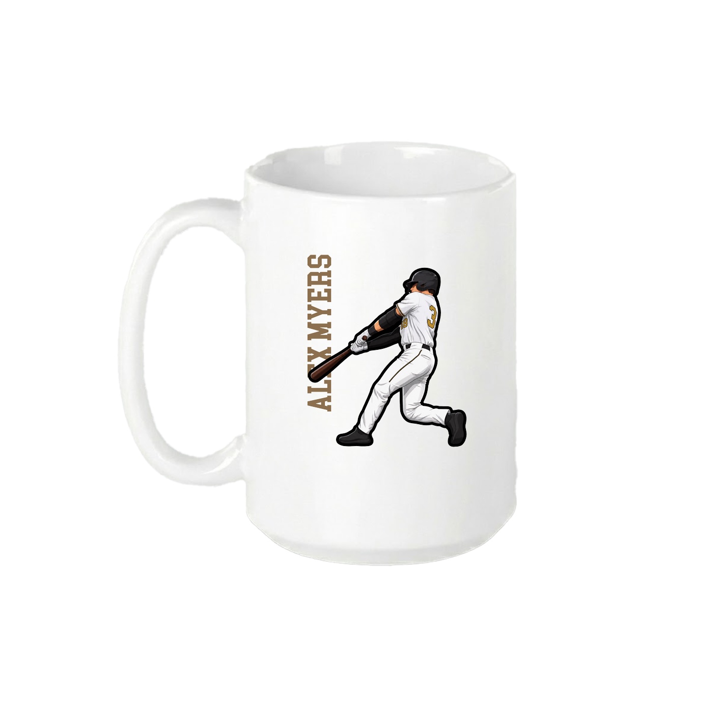 15oz Coffee Mug — Name Vertical in White