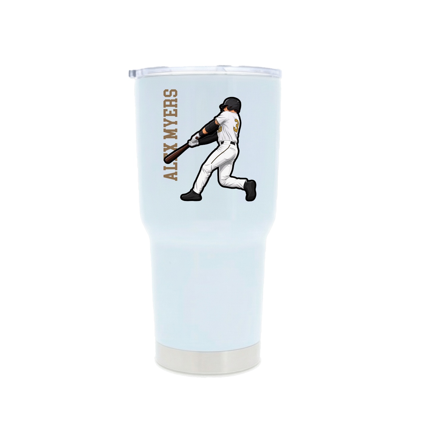 30oz Stainless Steel Tumbler — Name Vertical in White