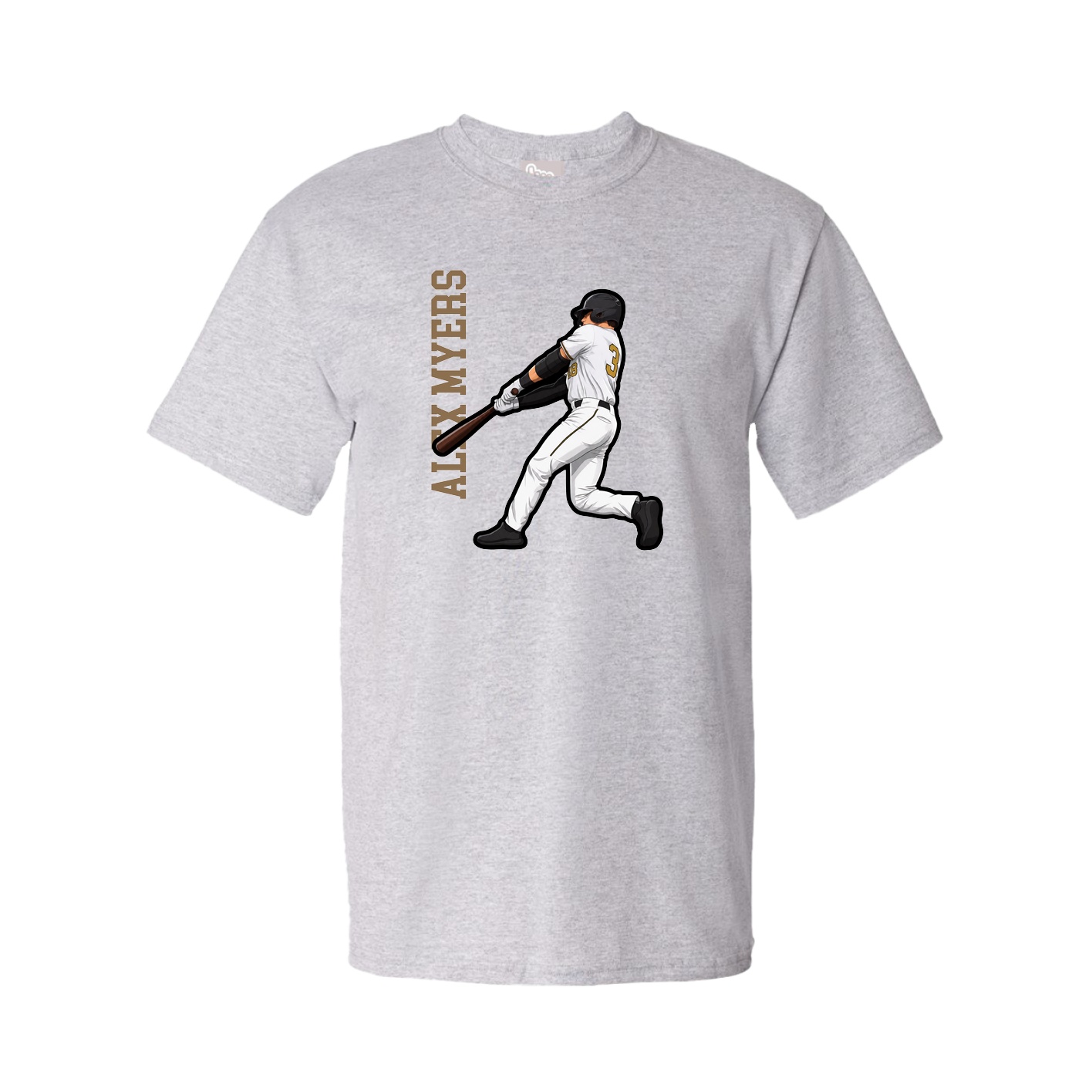 Youth Tee — Name Vertical in Grey