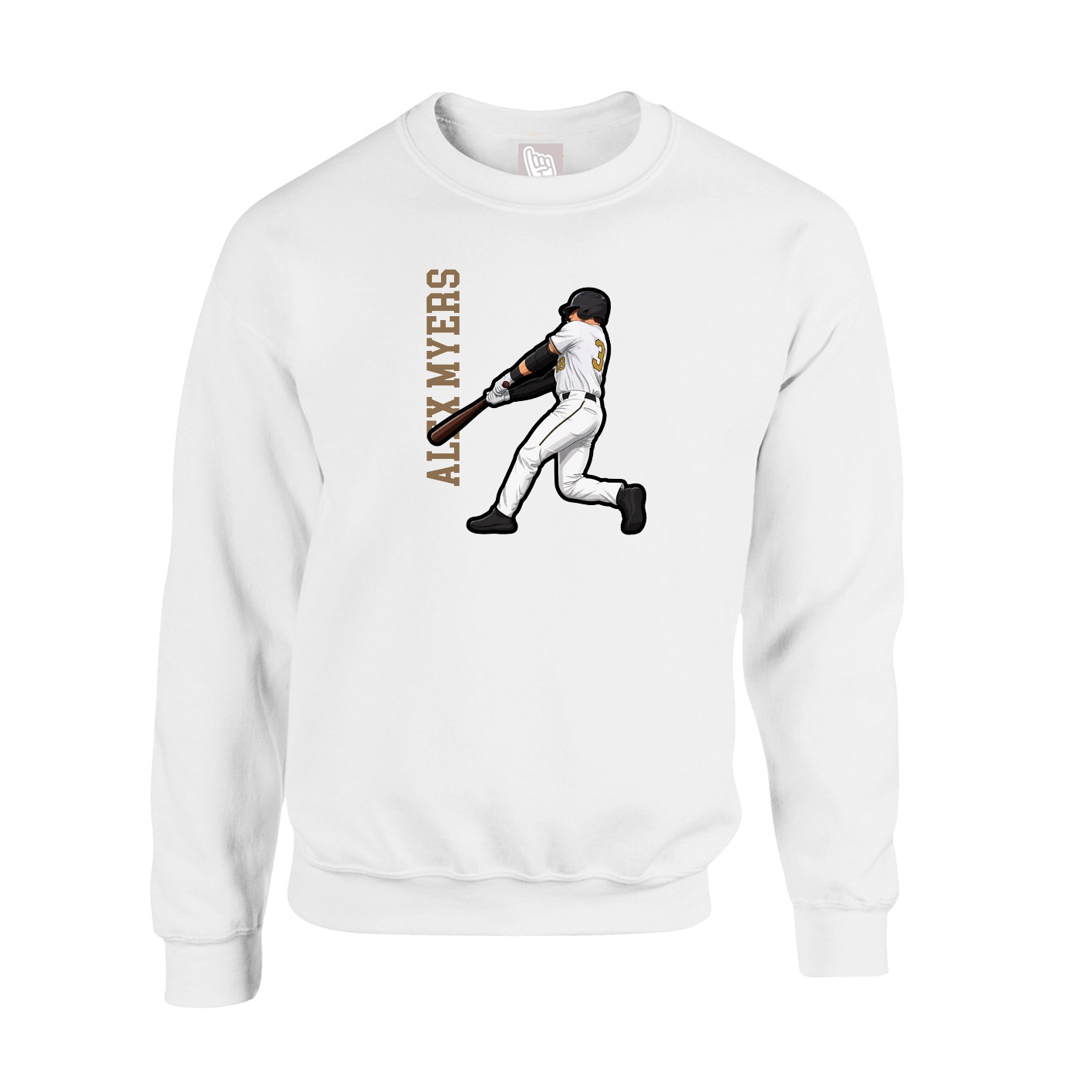 Fleece Crew — Name Vertical in White