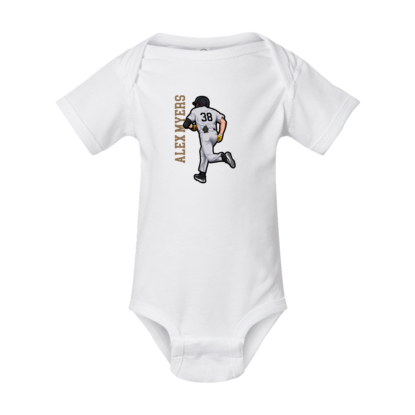 Baby Onesie — Name Vertical in White