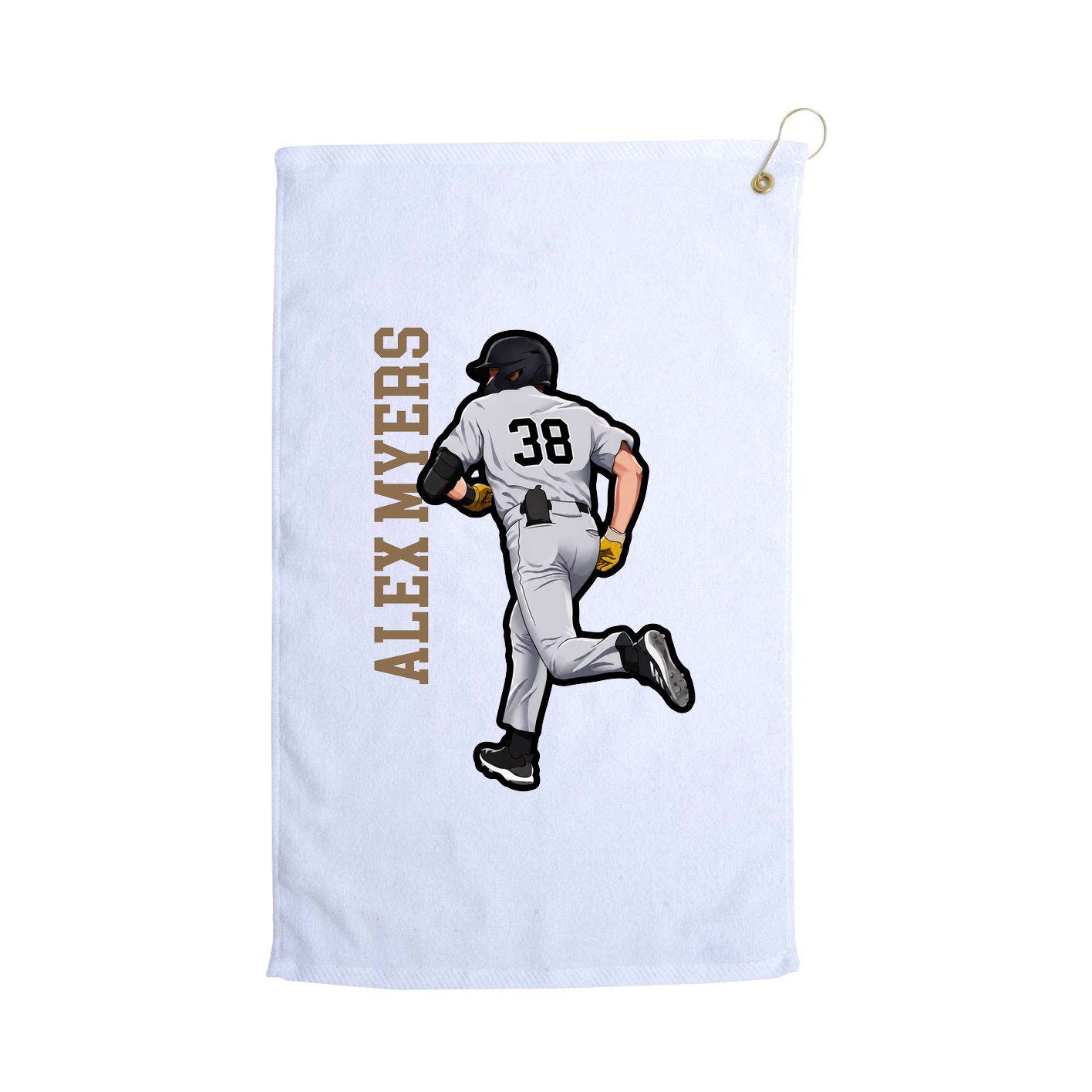 Golf Towel — Name Vertical in White