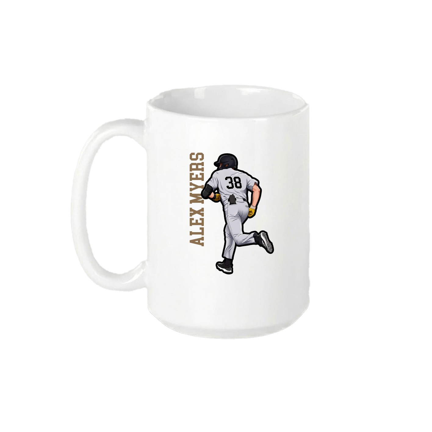 15oz Coffee Mug — Name Vertical in White