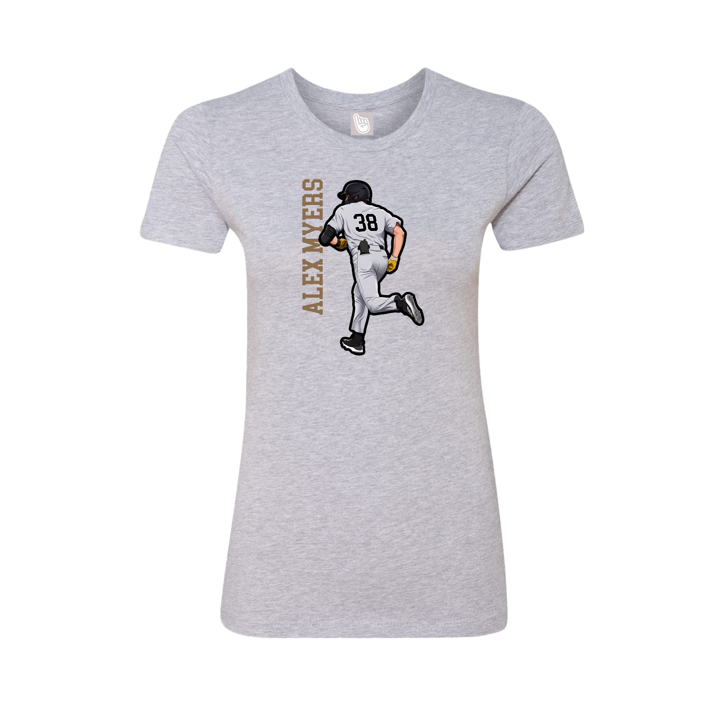 Fitted Women's Tee — Name Vertical in Grey