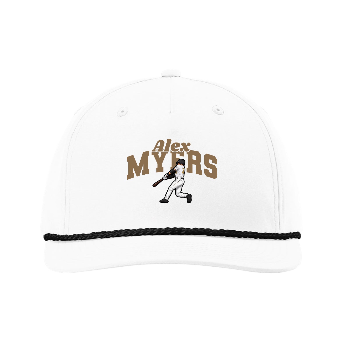 Five-Panel Classic Rope Cap — Signature Arch in White