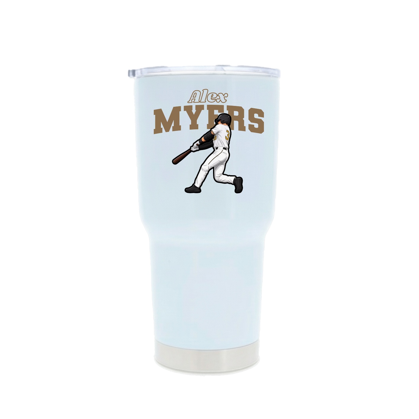 30oz Stainless Steel Tumbler — Name Arch in White