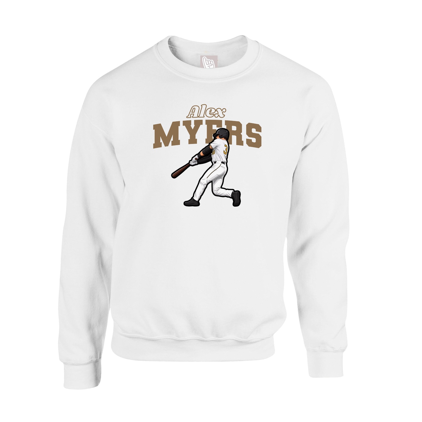 Fleece Crew — Name Arch in White