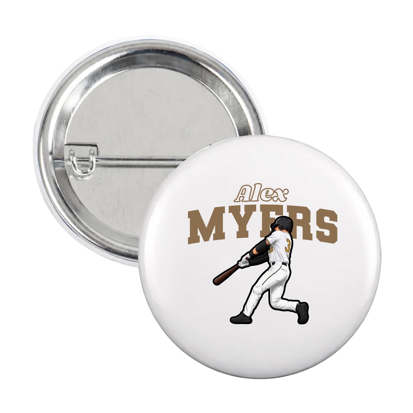 Game Day Button — Name Arch in White