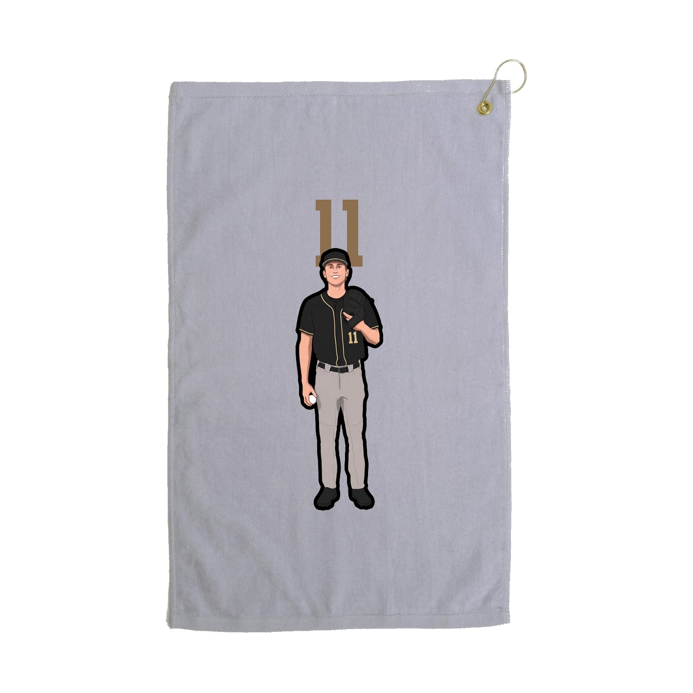Golf Towel — Number Top in Grey