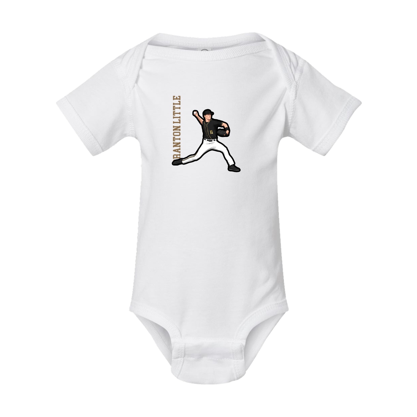 Baby Onesie — Name Vertical in White