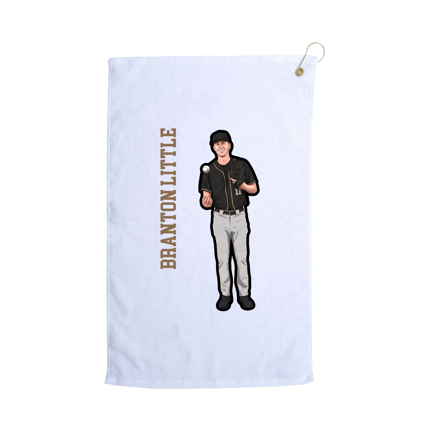 Golf Towel — Name Vertical in White