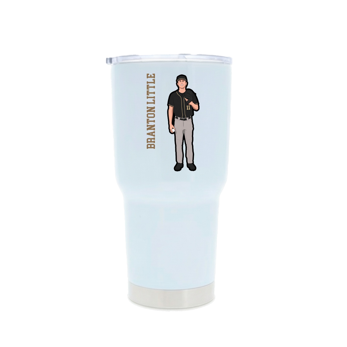 30oz Stainless Steel Tumbler — Name Vertical in White