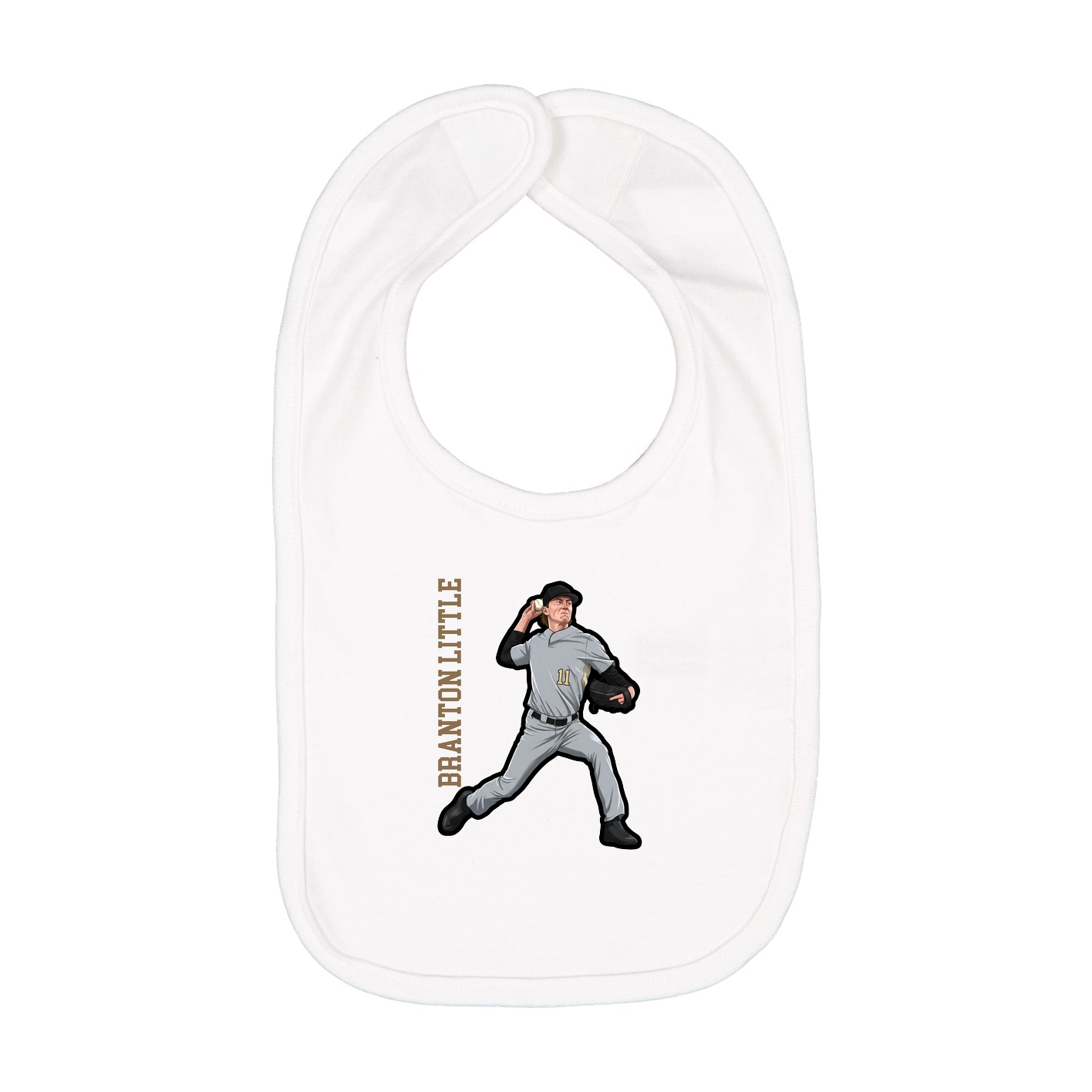 Infant Bib — Name Vertical in White
