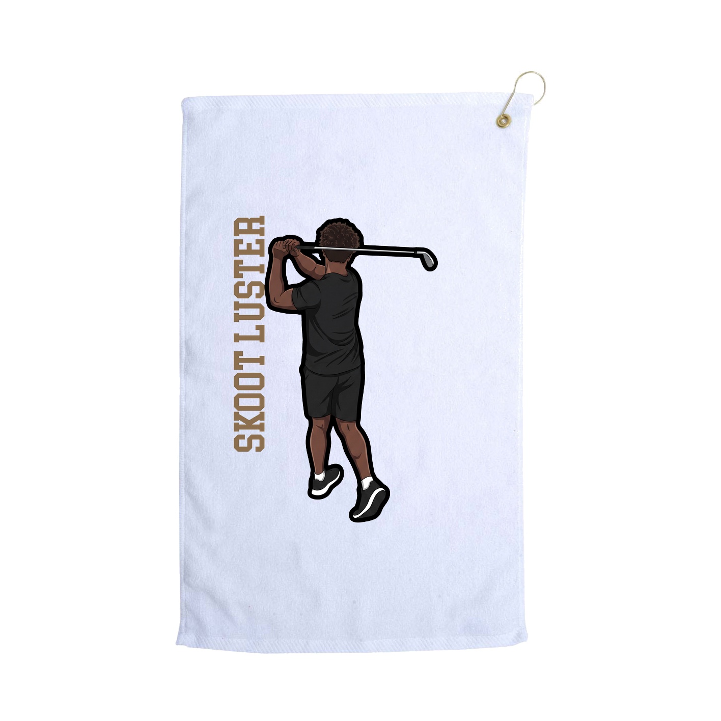 Golf Towel — Name Vertical in White