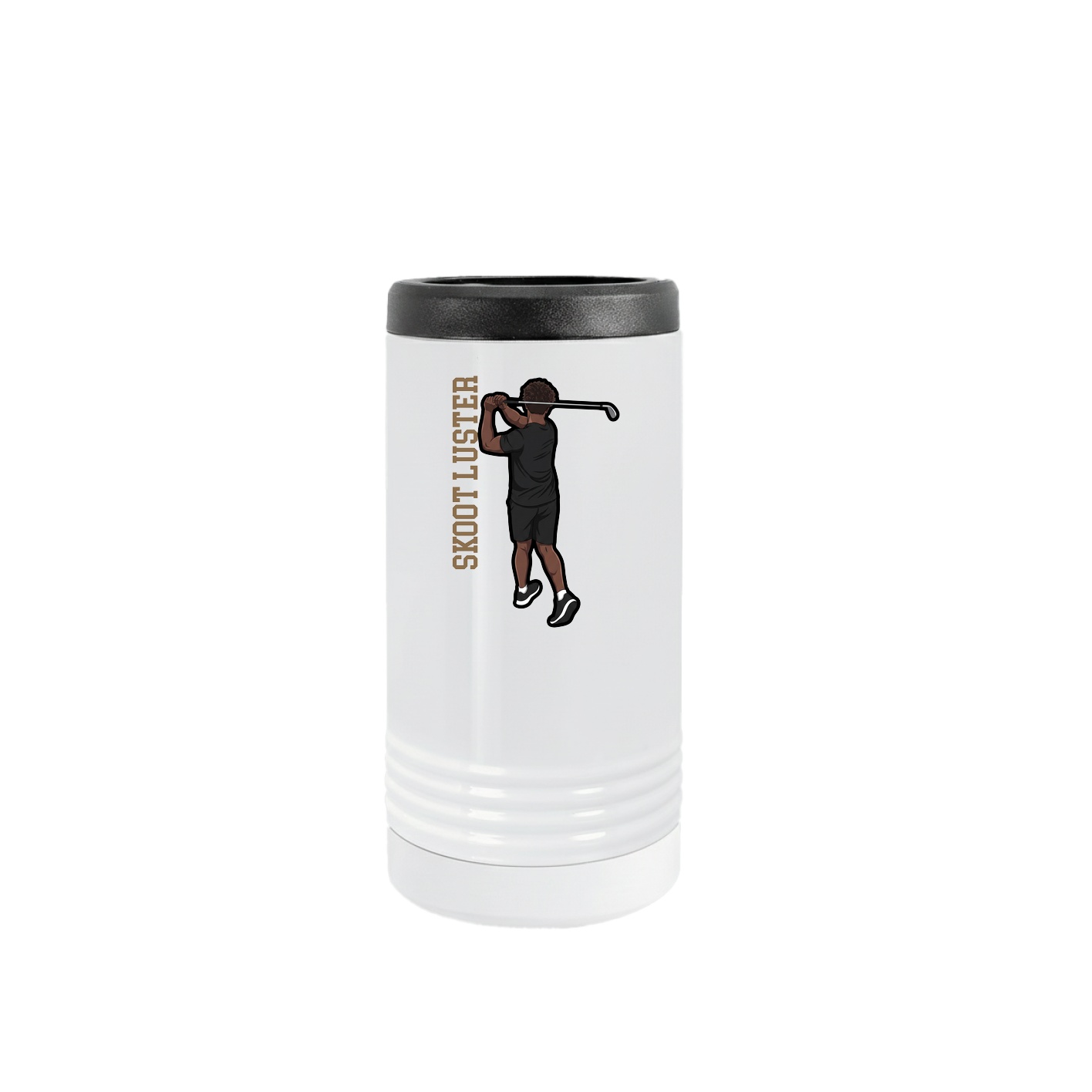 Slim Beverage Holder — Name Vertical in White