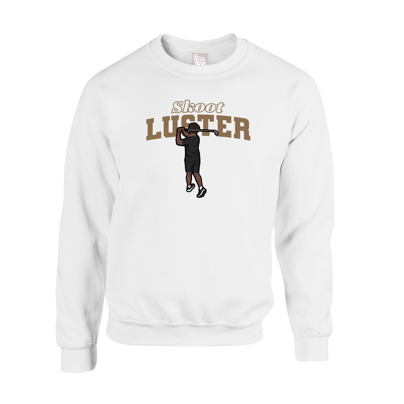 Fleece Crew — Name Arch in White