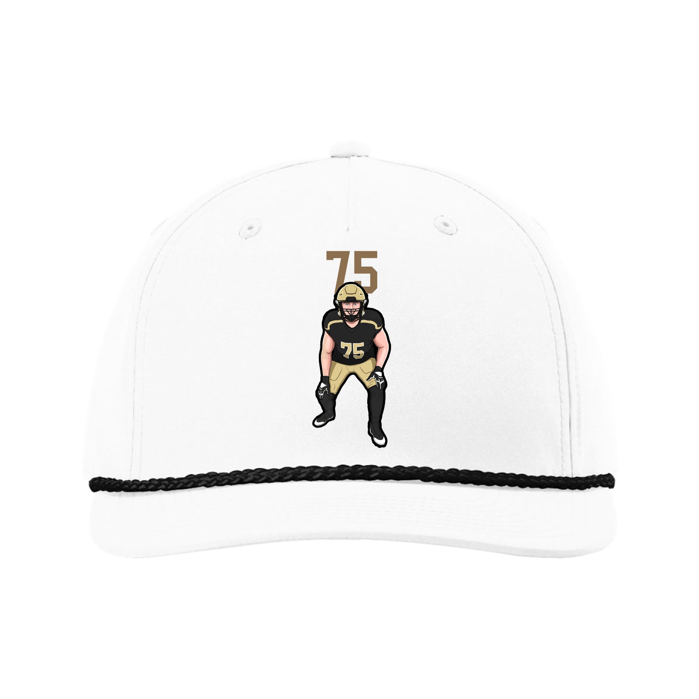 Five-Panel Classic Rope Cap — Number Top in White