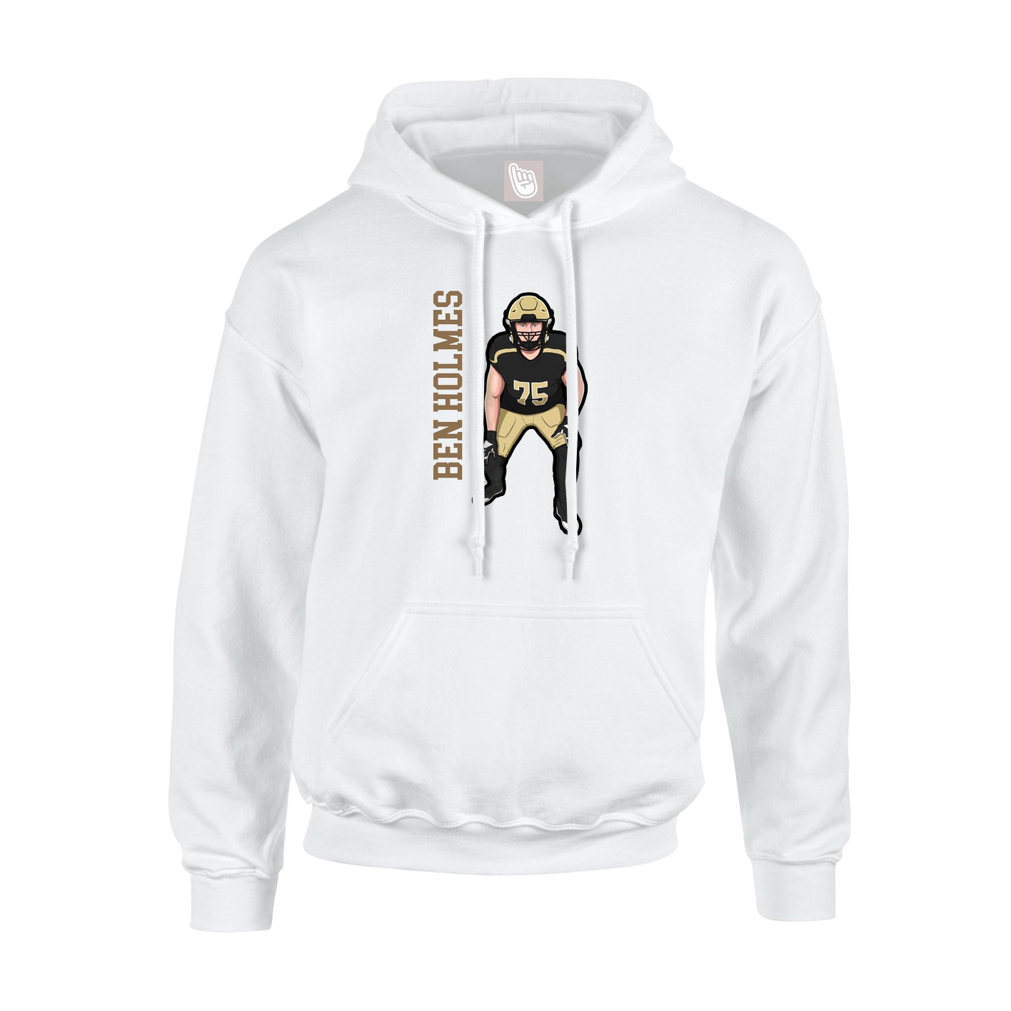 Youth Hoodie — Name Vertical in White