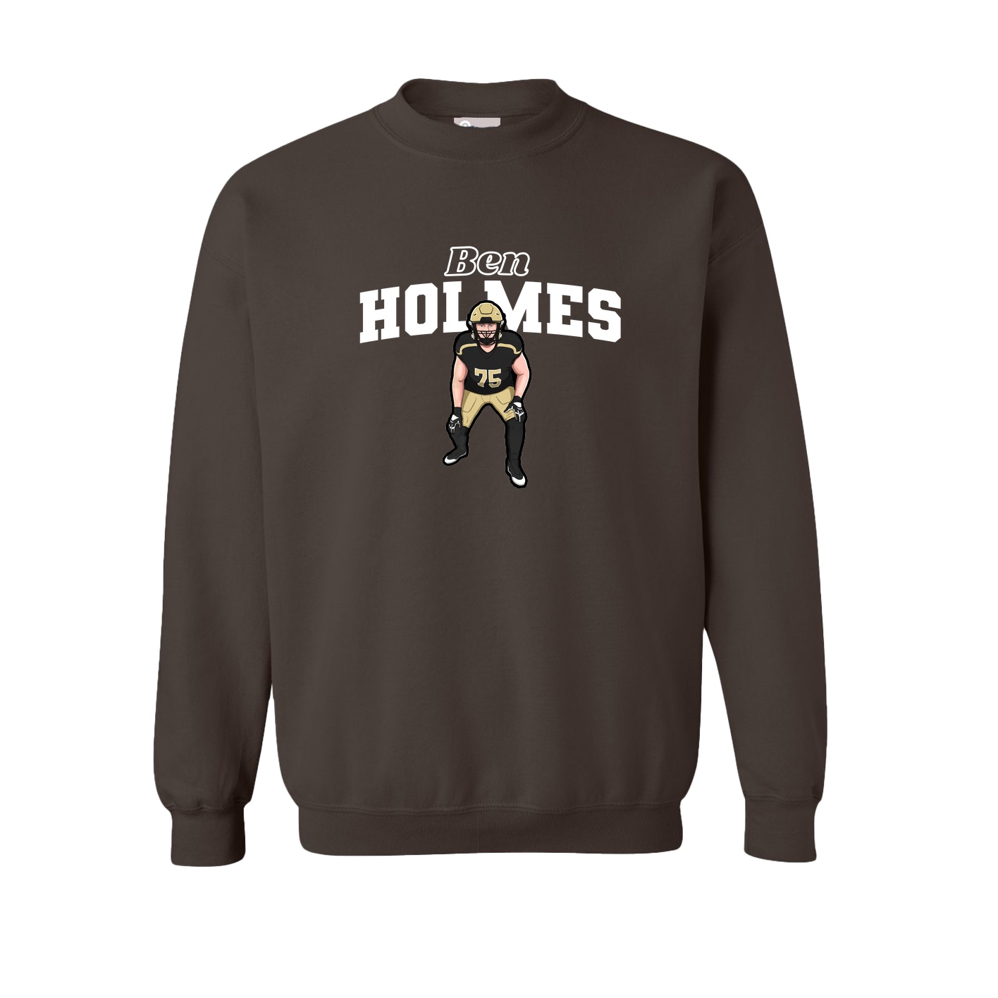 Fleece Crew — Name Arch in Brown