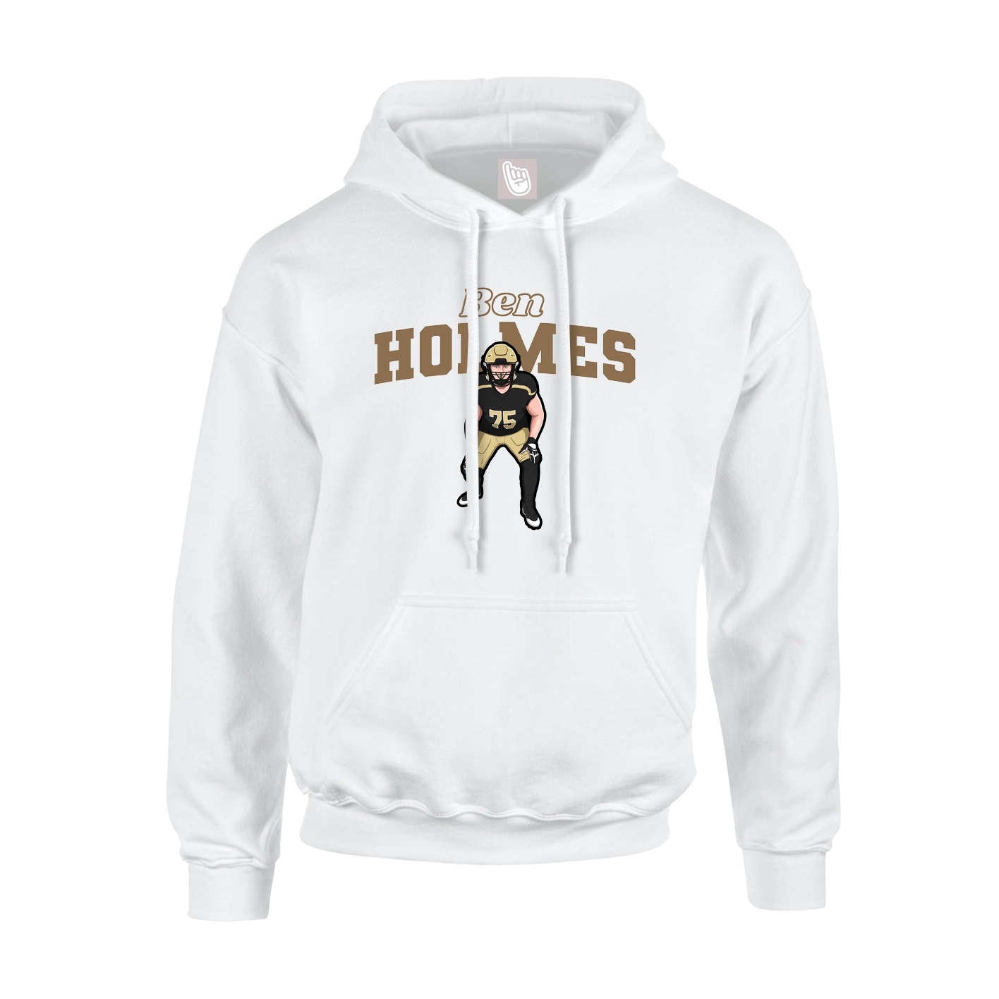 Youth Hoodie — Name Arch in White