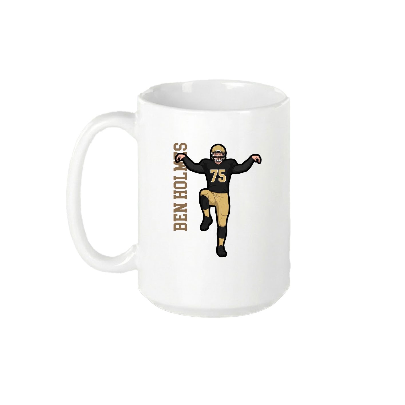 15oz Coffee Mug — Name Vertical in White