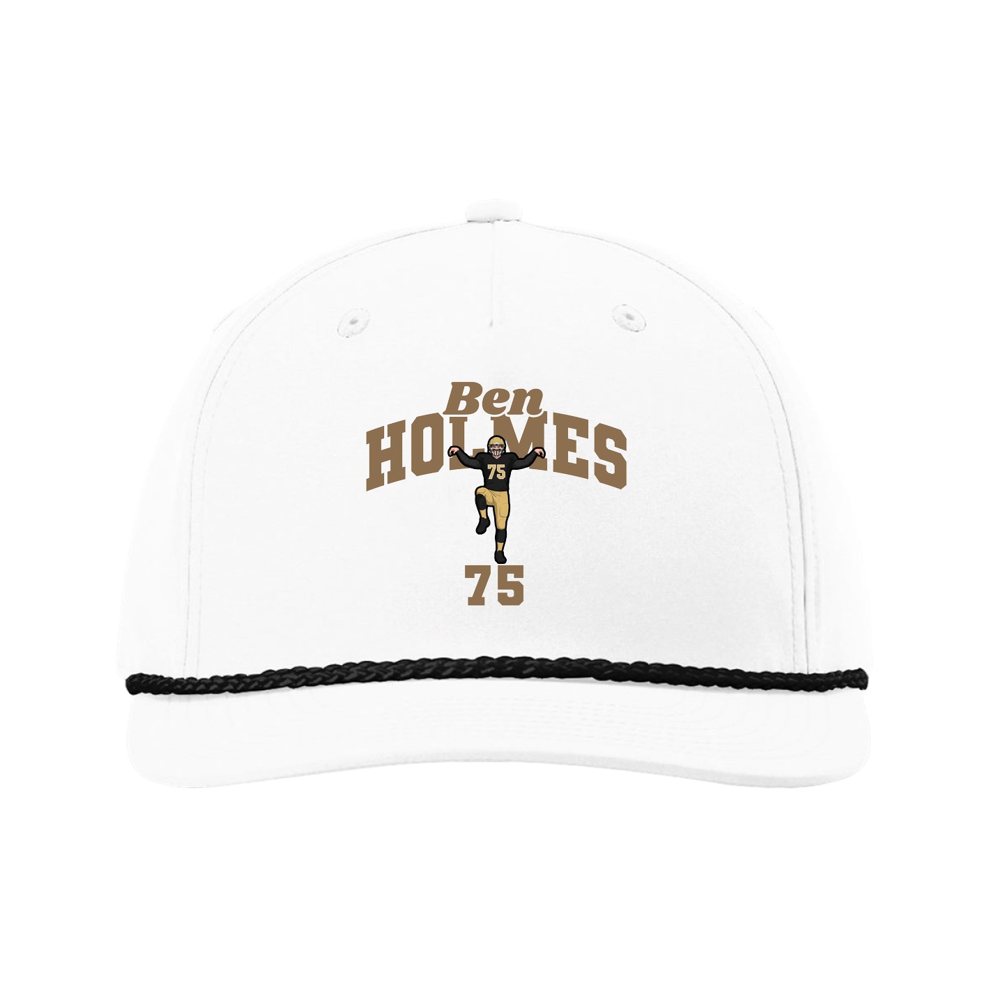 Five-Panel Classic Rope Cap — Signature Arch in White