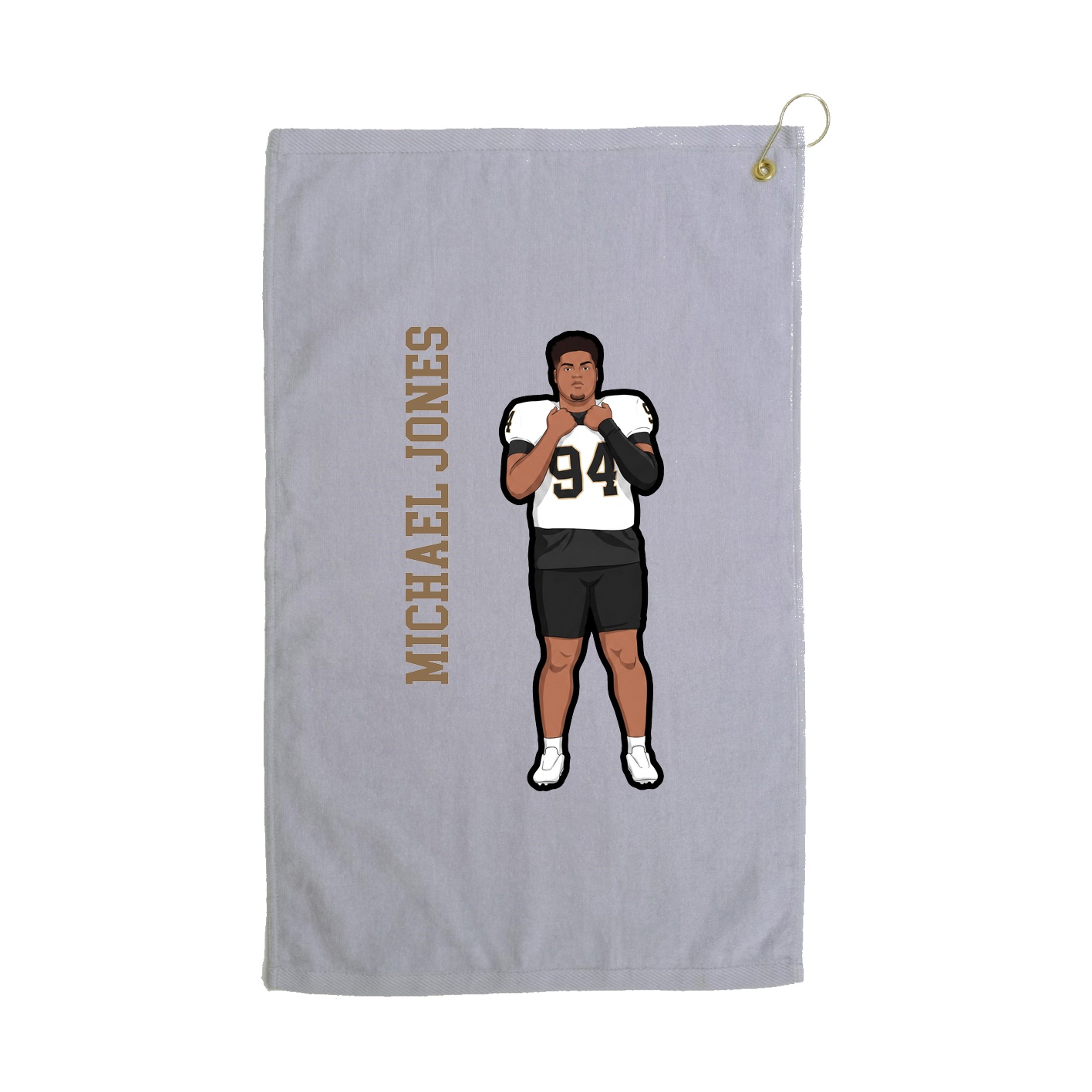 Golf Towel — Name Vertical in Grey