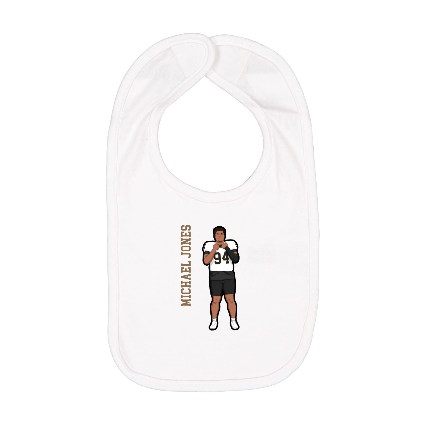 Infant Bib — Name Vertical in White