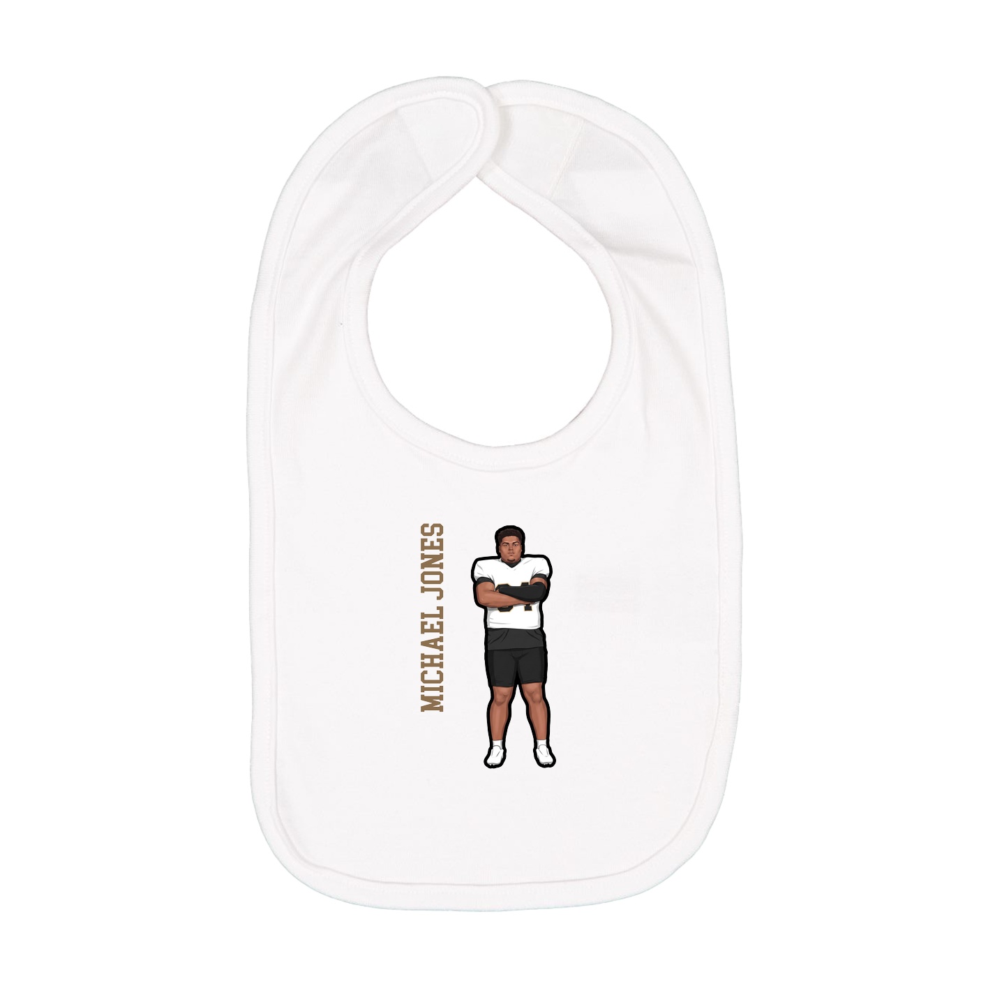 Infant Bib — Name Vertical in White