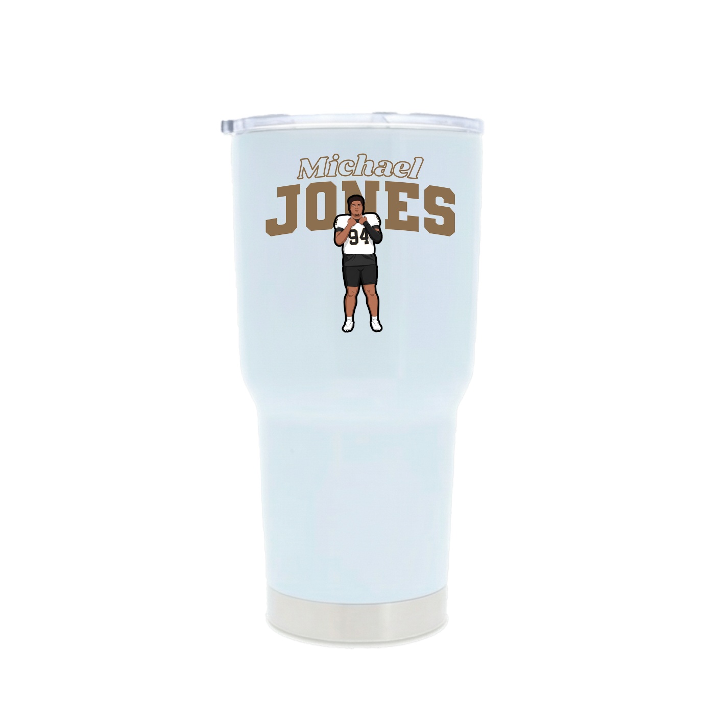 30oz Stainless Steel Tumbler — Name Arch in White