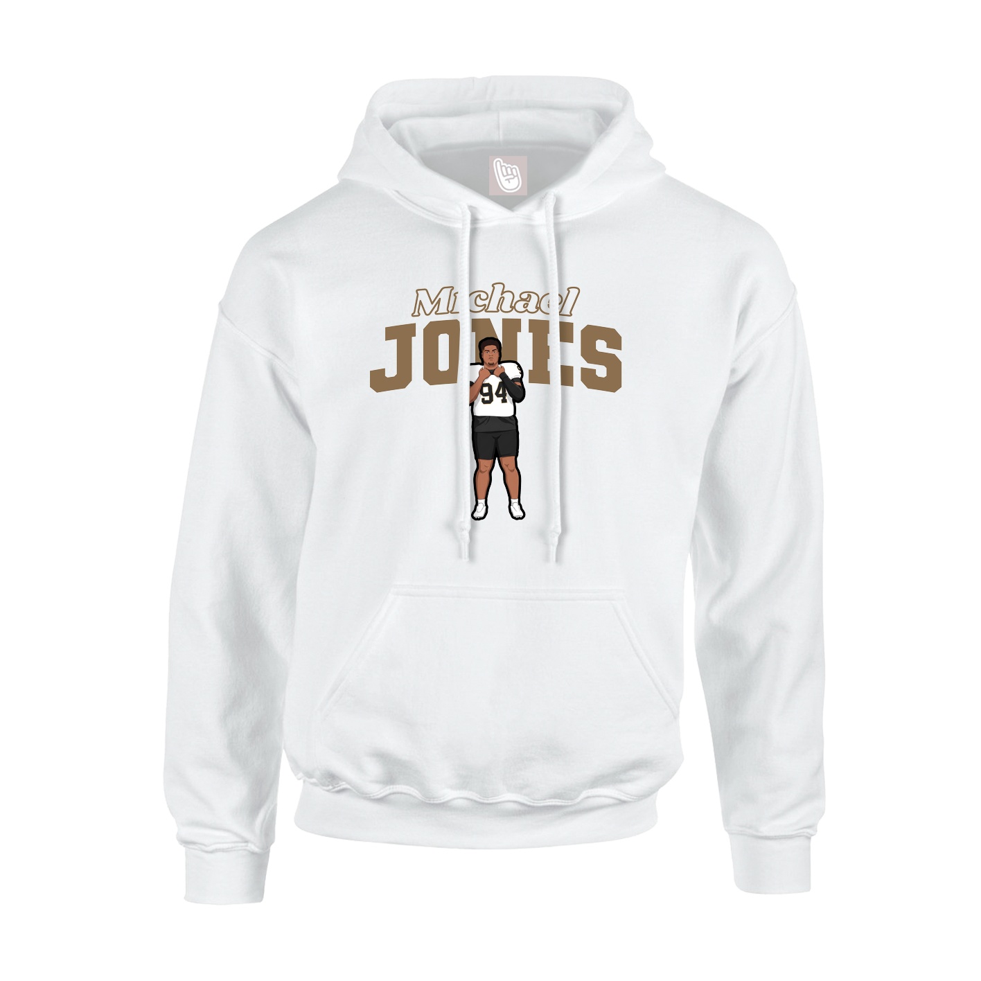 Youth Hoodie — Name Arch in White