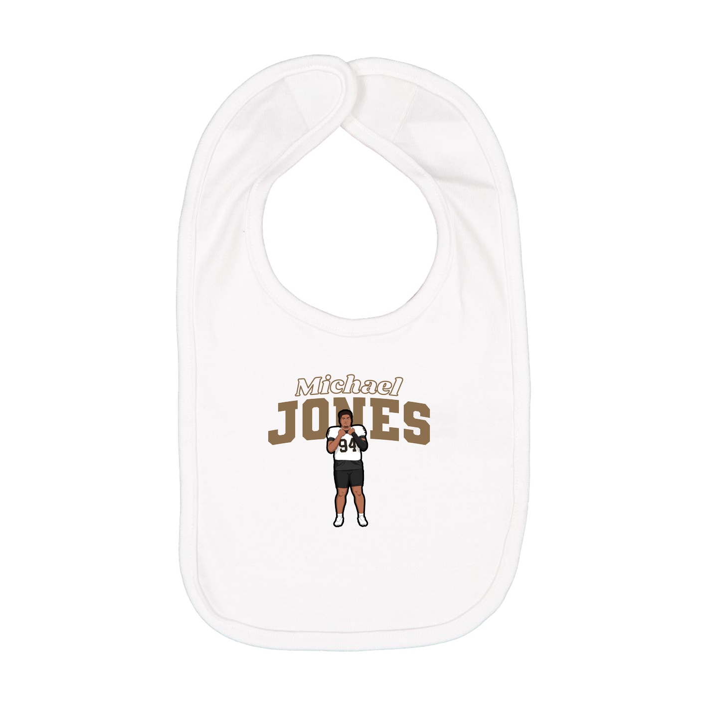 Infant Bib — Name Arch in White